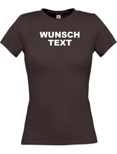 Lady Shirt mit Ihrem Wunschtext, Logo oder Motive individuell bedruckt, braun, L