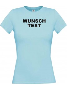 Lady Shirt mit Ihrem Wunschtext, Logo oder Motive individuell bedruckt, hellblau, L