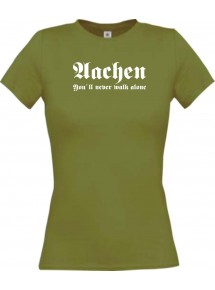 Lady T-Shirt Aachen You ll never walk alone, Sport, kult, moos, L