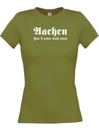 Lady T-Shirt Aachen You ll never walk alone, Sport, kult, moos, L
