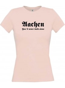 Lady T-Shirt Aachen You ll never walk alone, Sport, kult, rosa, L