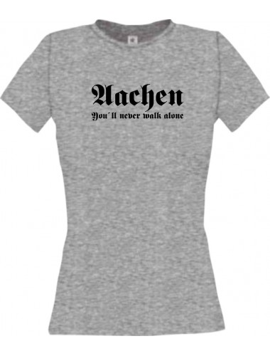 Lady T-Shirt Aachen You ll never walk alone, Sport, kult, sportsgrey, L