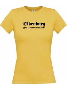 Lady T-Shirt Oldenburg You ll never walk alone, Sport, kult, gelb, L