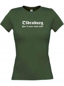 Lady T-Shirt Oldenburg You ll never walk alone, Sport, kult, grün, L