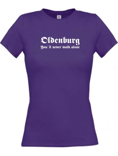 Lady T-Shirt Oldenburg You ll never walk alone, Sport, kult, lila, L
