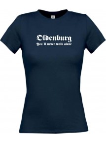 Lady T-Shirt Oldenburg You ll never walk alone, Sport, kult, navy, L