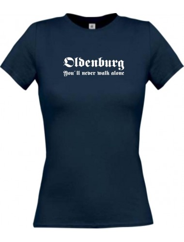 Lady T-Shirt Oldenburg You ll never walk alone, Sport, kult, navy, L