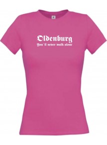 Lady T-Shirt Oldenburg You ll never walk alone, Sport, kult, pink, L