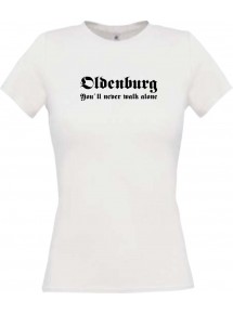 Lady T-Shirt Oldenburg You ll never walk alone, Sport, kult, weiss, L