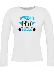 Lady-Longshirt Awesome since 1957 the Year of the Legends, weiss, L