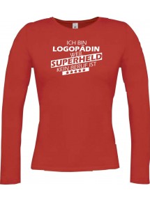 Lady-Longshirt Ich bin Logopädin, weil Superheld kein Beruf ist, rot, L