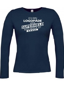 Lady-Longshirt Ich bin Logopäde, weil Superheld kein Beruf ist, blau, L