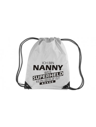 Premium Gymsac Ich bin Nanny, weil Superheld kein Beruf ist, silver