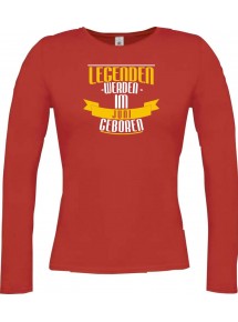 Lady-Longshirt Legenden werden im JUNI geboren, rot, L