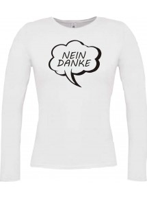 Lady-Longshirt Sprechblase nein danke weiss,  L