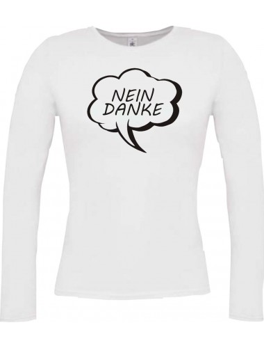 Lady-Longshirt Sprechblase nein danke weiss,  L