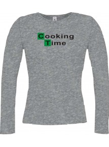 Lady-Longshirt Cooking Time Cook sportsgrey, L
