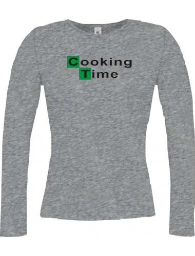Lady-Longshirt Cooking Time Cook sportsgrey, L