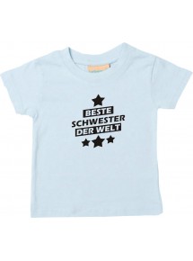 Kinder T-Shirt beste Schwester der Welt hellblau, 0-6 Monate