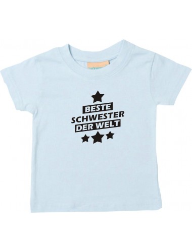 Kinder T-Shirt beste Schwester der Welt hellblau, 0-6 Monate