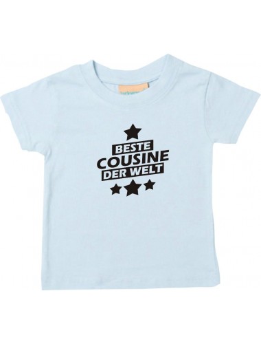 Kinder T-Shirt beste Cousine der Welt hellblau, 0-6 Monate