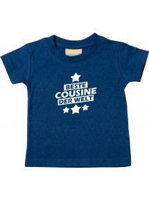 Kinder T-Shirt beste Cousine der Welt navy, 0-6 Monate
