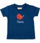 Kinder T-Shirt  mit tollen Motiven inkl Ihrem Wunschnamen Spatz navy, Größe 0-6 Monate