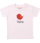 Kinder T-Shirt  mit tollen Motiven inkl Ihrem Wunschnamen Spatz rosa, Größe 0-6 Monate