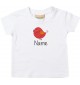 Kinder T-Shirt  mit tollen Motiven inkl Ihrem Wunschnamen Spatz weiss, Größe 0-6 Monate