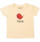 Kinder T-Shirt  mit tollen Motiven inkl Ihrem Wunschnamen Spatz hellgelb, Größe 0-6 Monate