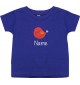 Kinder T-Shirt  mit tollen Motiven inkl Ihrem Wunschnamen Spatz lila, Größe 0-6 Monate