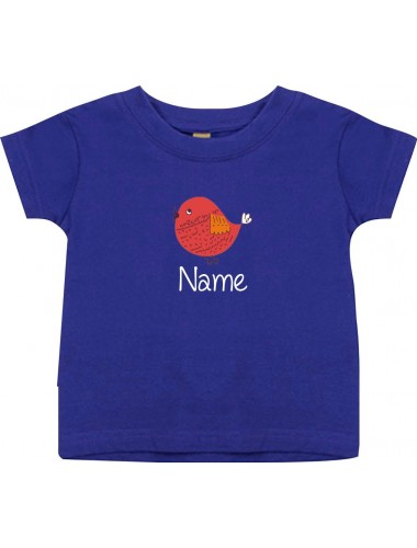 Kinder T-Shirt  mit tollen Motiven inkl Ihrem Wunschnamen Spatz lila, Größe 0-6 Monate