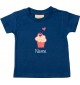 Kinder T-Shirt  mit tollen Motiven inkl Ihrem Wunschnamen Muffin navy, Größe 0-6 Monate