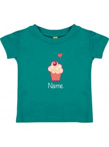 Kinder T-Shirt  mit tollen Motiven inkl Ihrem Wunschnamen Muffin jade, Größe 0-6 Monate