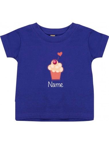 Kinder T-Shirt  mit tollen Motiven inkl Ihrem Wunschnamen Muffin lila, Größe 0-6 Monate
