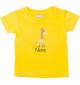 Kinder T-Shirt  mit tollen Motiven inkl Ihrem Wunschnamen Giraffe gelb, Größe 0-6 Monate