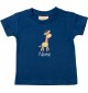 Kinder T-Shirt  mit tollen Motiven inkl Ihrem Wunschnamen Giraffe navy, Größe 0-6 Monate
