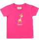Kinder T-Shirt  mit tollen Motiven inkl Ihrem Wunschnamen Giraffe pink, Größe 0-6 Monate