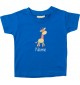 Kinder T-Shirt  mit tollen Motiven inkl Ihrem Wunschnamen Giraffe royal, Größe 0-6 Monate