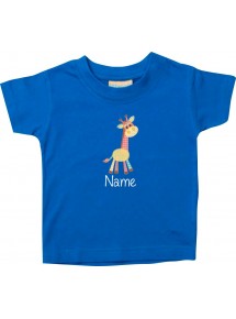 Kinder T-Shirt  mit tollen Motiven inkl Ihrem Wunschnamen Giraffe royal, Größe 0-6 Monate