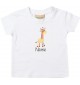 Kinder T-Shirt  mit tollen Motiven inkl Ihrem Wunschnamen Giraffe weiss, Größe 0-6 Monate
