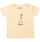 Kinder T-Shirt  mit tollen Motiven inkl Ihrem Wunschnamen Giraffe hellgelb, Größe 0-6 Monate