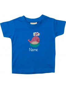 Kinder T-Shirt  mit tollen Motiven inkl Ihrem Wunschnamen Wal royal, Größe 0-6 Monate