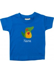 Kinder T-Shirt  mit tollen Motiven inkl Ihrem Wunschnamen Krokodil royal, Größe 0-6 Monate