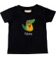 Kinder T-Shirt  mit tollen Motiven inkl Ihrem Wunschnamen Krokodil schwarz, Größe 0-6 Monate