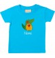 Kinder T-Shirt  mit tollen Motiven inkl Ihrem Wunschnamen Krokodil tuerkis, Größe 0-6 Monate