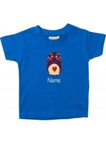 Kinder T-Shirt  mit tollen Motiven inkl Ihrem Wunschnamen Pinguin royal, Größe 0-6 Monate