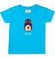 Kinder T-Shirt  mit tollen Motiven inkl Ihrem Wunschnamen Pinguin tuerkis, Größe 0-6 Monate
