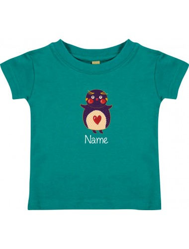 Kinder T-Shirt  mit tollen Motiven inkl Ihrem Wunschnamen Pinguin jade, Größe 0-6 Monate