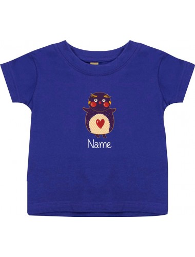 Kinder T-Shirt  mit tollen Motiven inkl Ihrem Wunschnamen Pinguin lila, Größe 0-6 Monate